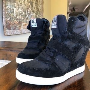 Ash - High Top Wedge Suede Sneakers - Size 38M